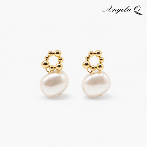 PEARL ORBIT STUD EARRINGS-400031P