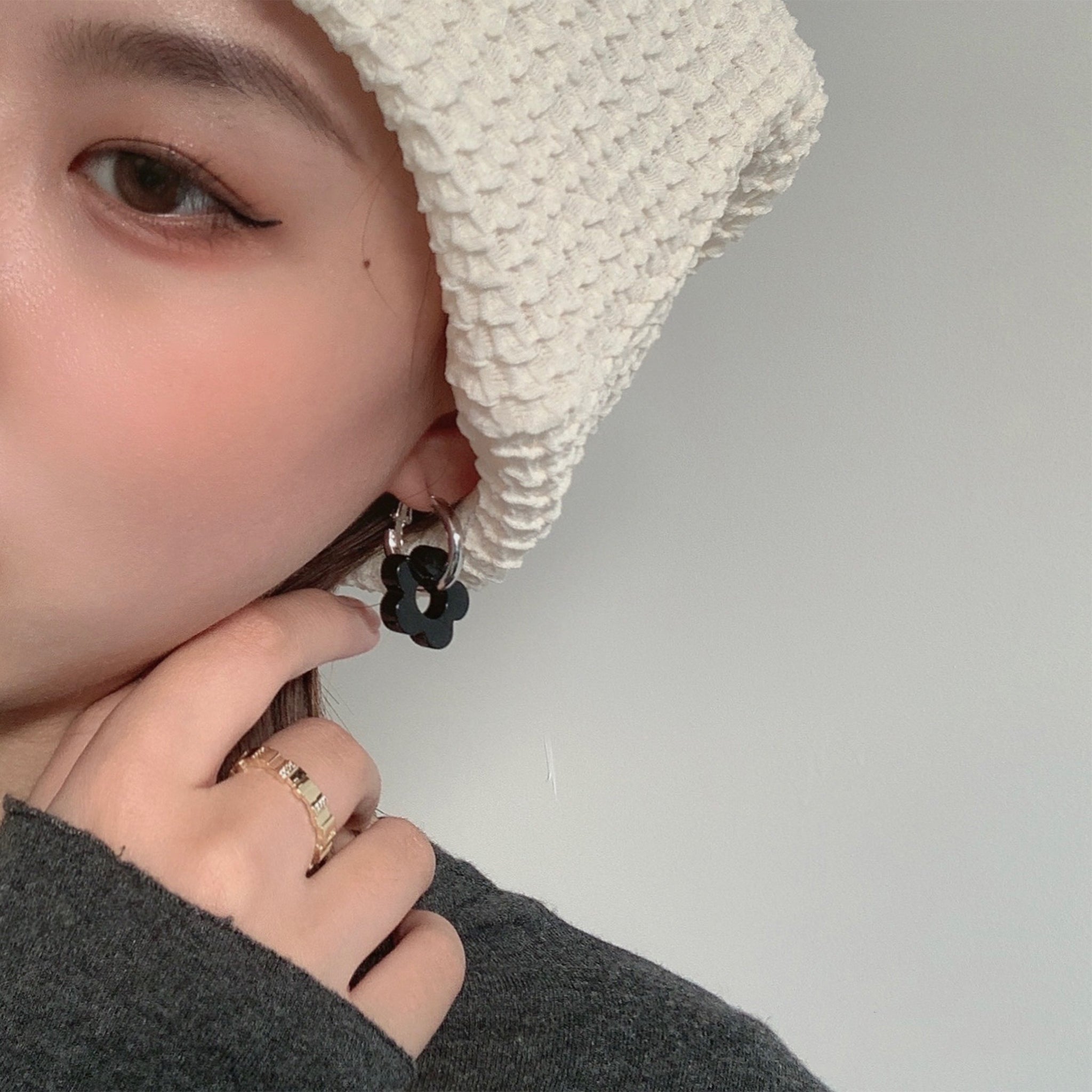 Black Flower Earrings