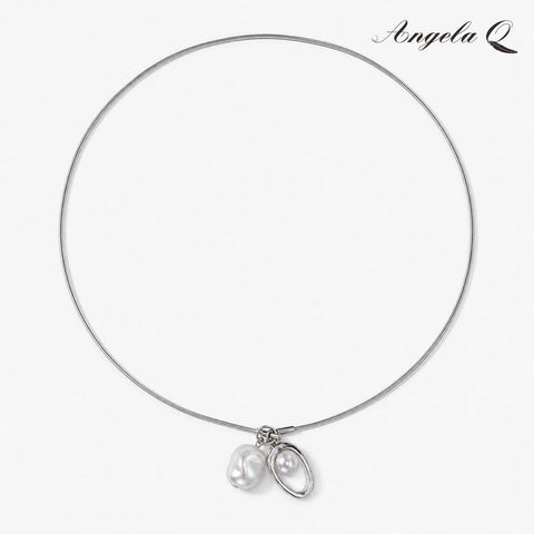 MOON BAY Silver Resin Charm Necklace XL-A-013, Daily Casual Jewelry Accessory, Easy to Layer Everyday Artificial Gemstone Necklace