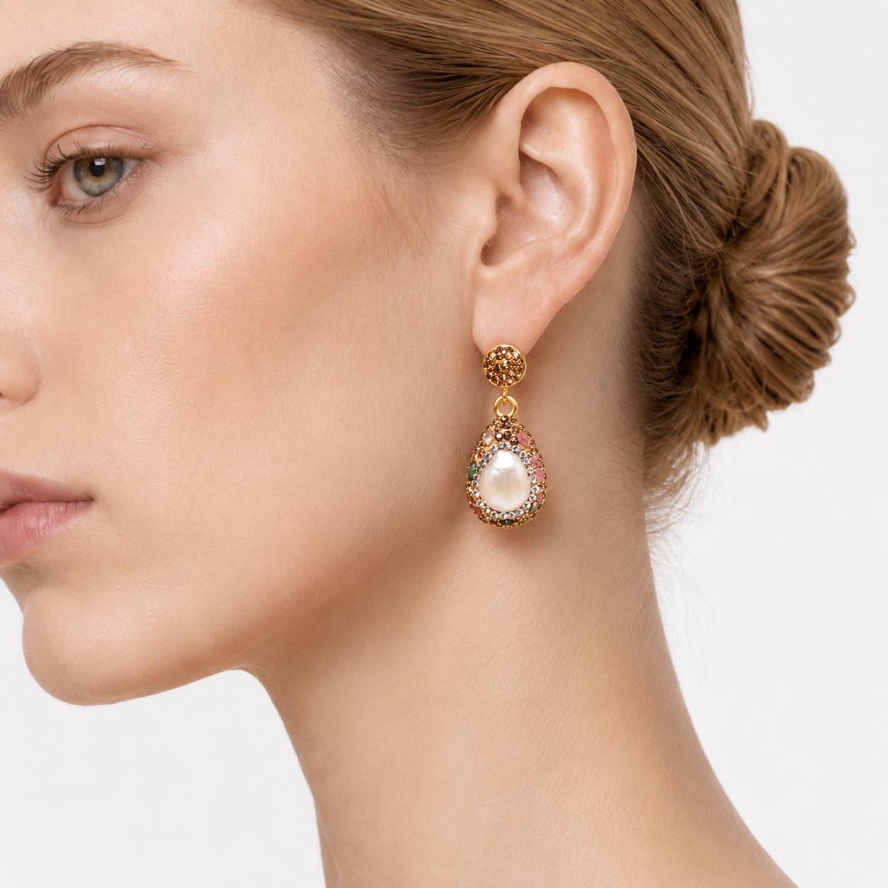 TOPANGA BAROQUE PEARL STATEMENT EARRINGS-400050N