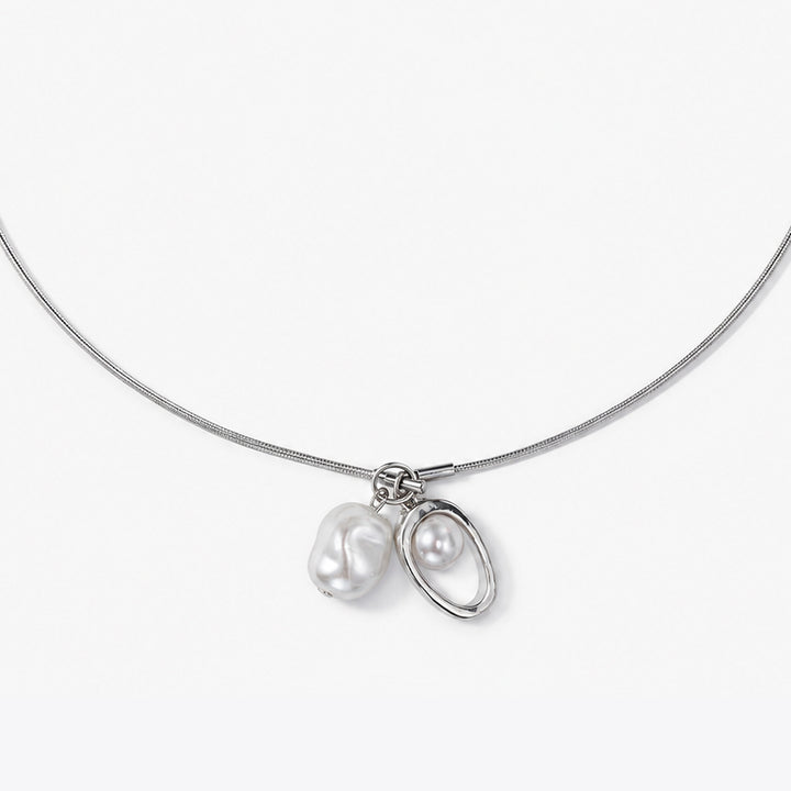 MOON BAY Silver Resin Charm Necklace XL-A-013, Daily Casual Jewelry Accessory, Easy to Layer Everyday Artificial Gemstone Necklace
