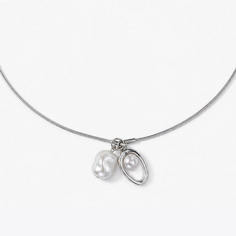 MOON BAY Silver Resin Charm Necklace XL-A-013, Daily Casual Jewelry Accessory, Easy to Layer Everyday Artificial Gemstone Necklace