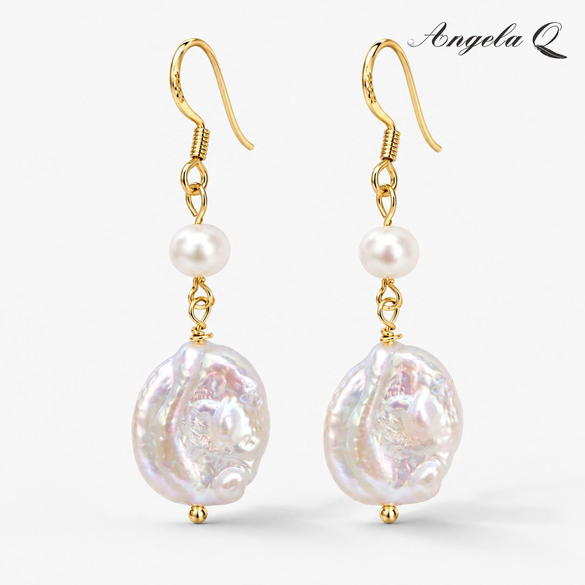 MARINA Artificial Gem Swirl Pearl Classic Stud Earrings