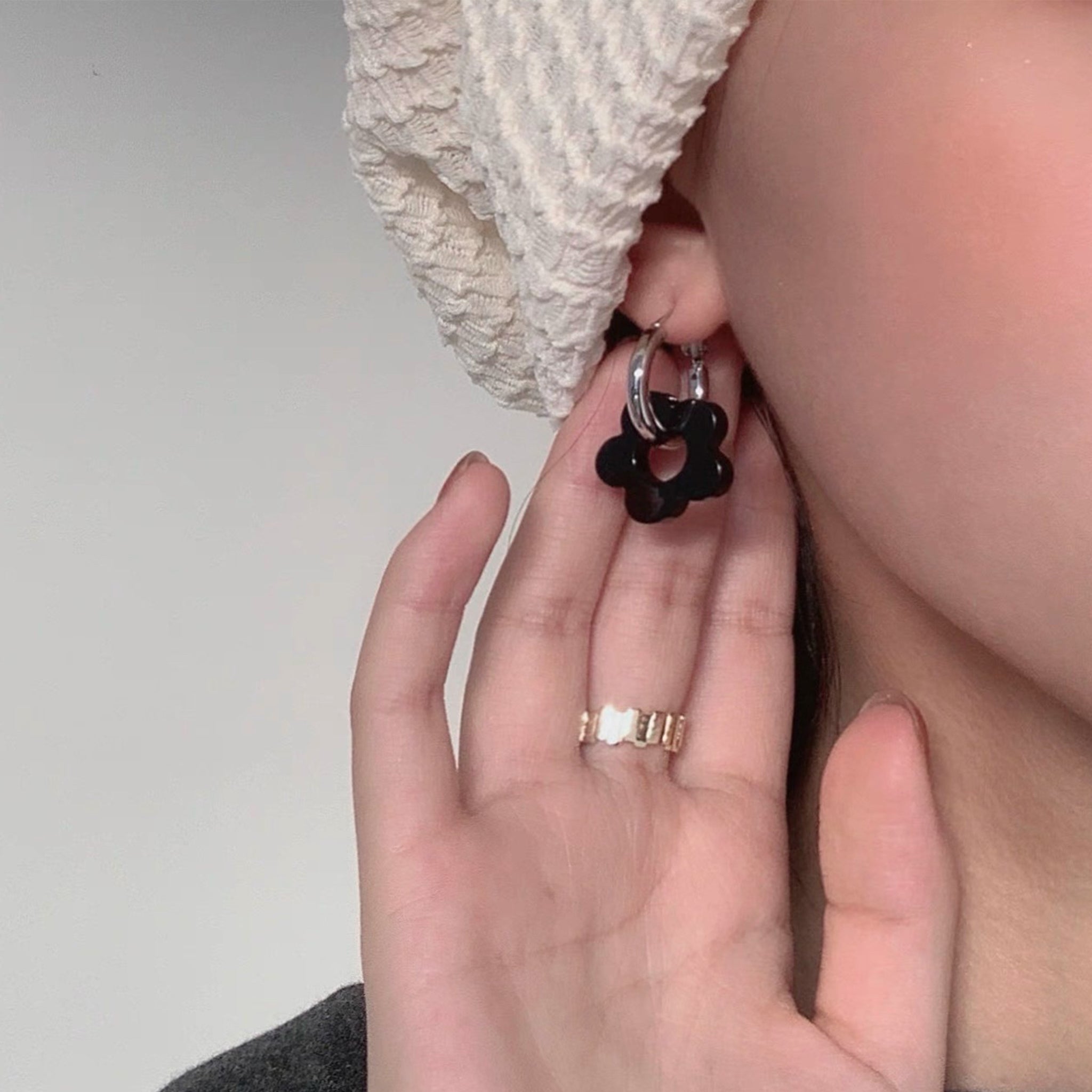 Black Flower Earrings