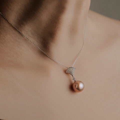 Angelaqpearl， pearl necklace， pearl pendant